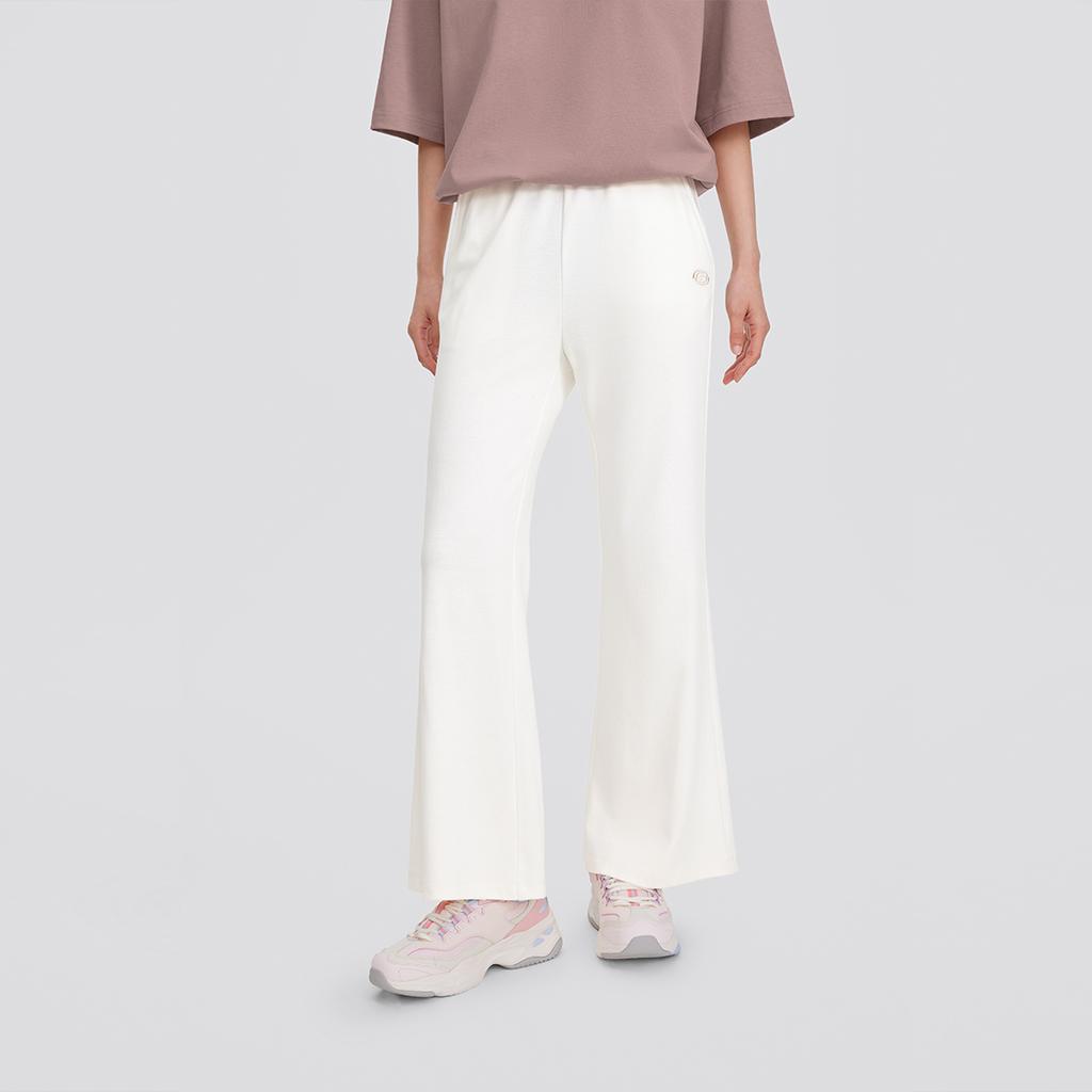 Skechers Solid High-Waisted Lightweight Breathable Straight-Leg Sports Pants Women Bottoms Cotton-Candy-White L224W048-0074