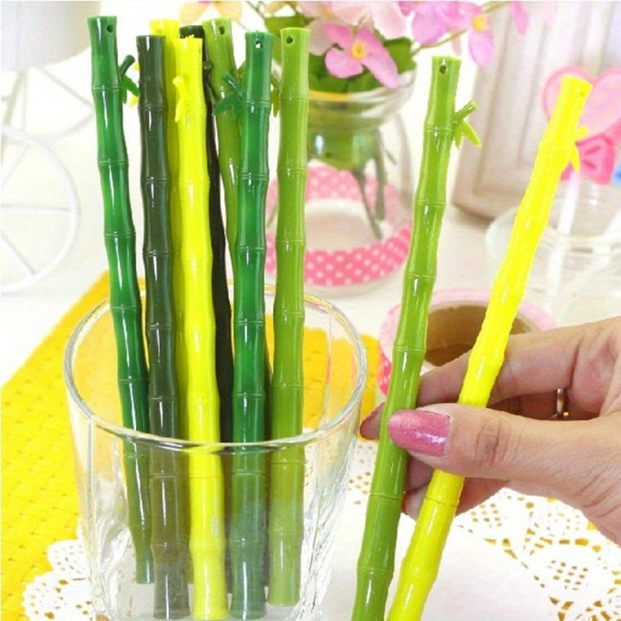 20 Stück Grün Frische Bambusform Gelstifte Büro Unterschrift Stift Kreativ Lustig Kunststoff Gute Qualität Schreibwaren 0,5mm Schwarze Tinte Zurück zur Schule