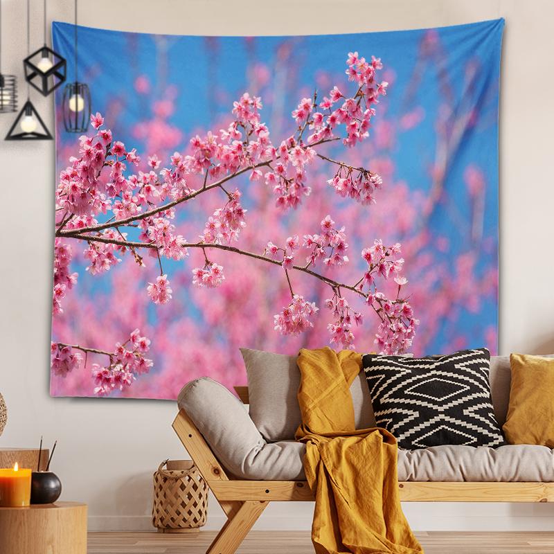 Home Decoration Printing Tapestry Beautiful Cherry Blossom Series Printing Tapestry Home Decoration Holiday Decorations