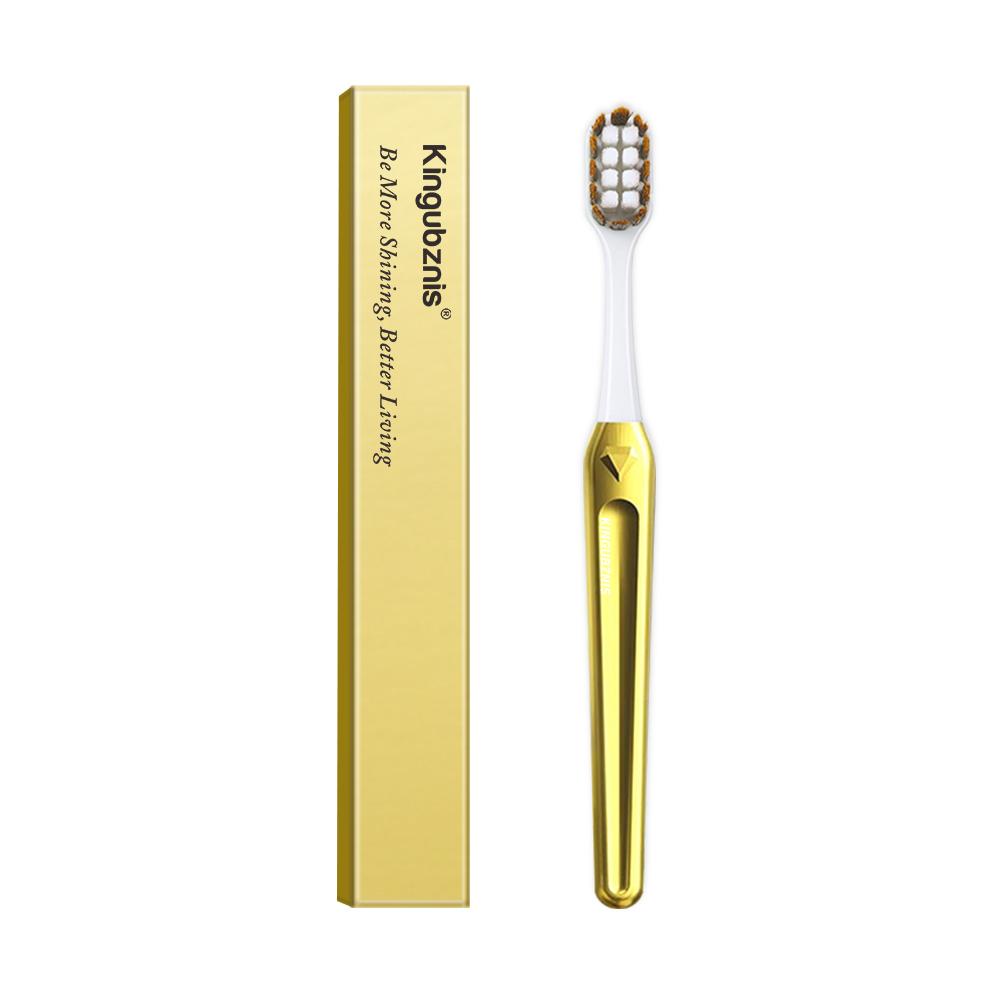 Kingubznis Gold Toothbrush Luxury Gold Silver Teeth Brush Men Women Adult Toothbrushes New Electroplated Dental Brushes