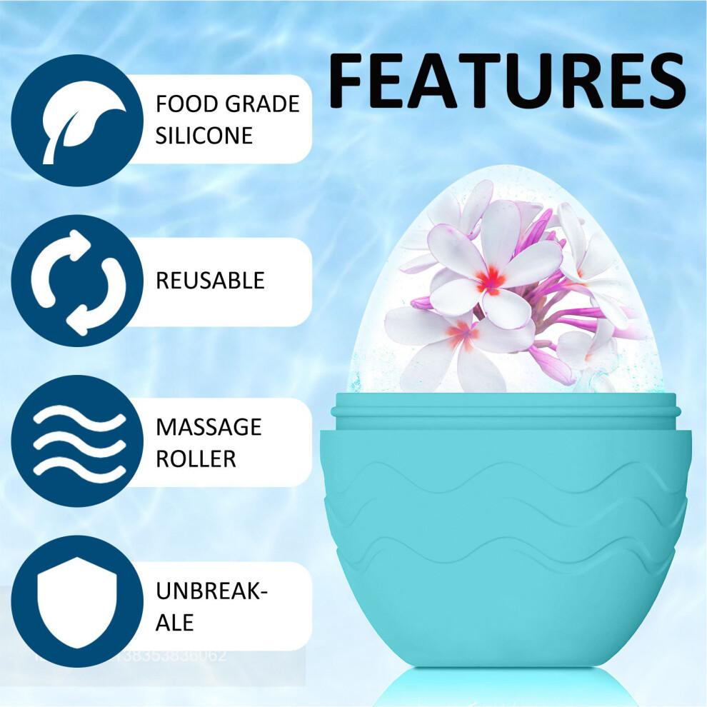 Blue Silicone Egg-Shaped Ice Face Roller for Puffiness & Dark Circles