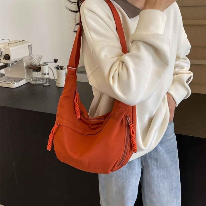 2024 NEW Dumpling Bags Nylon Bag for Girl Student Solid Color Fashion Shoulder Bags Crossbody Bag