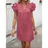 Summer Women's Fashion Standing Collar Solid Colour Dress