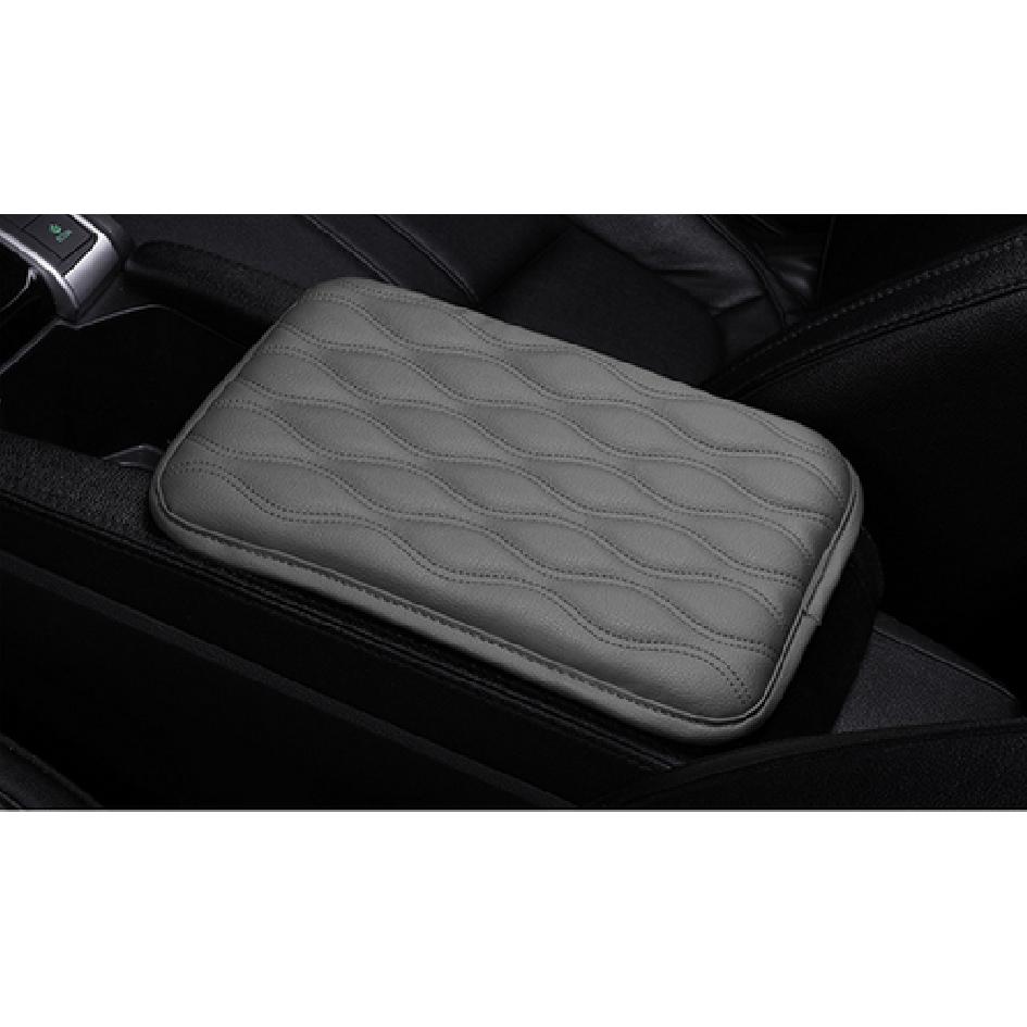 Grey PU Leather Car Armrest Pad Cover for Auto Center Console Box Cushion Mat