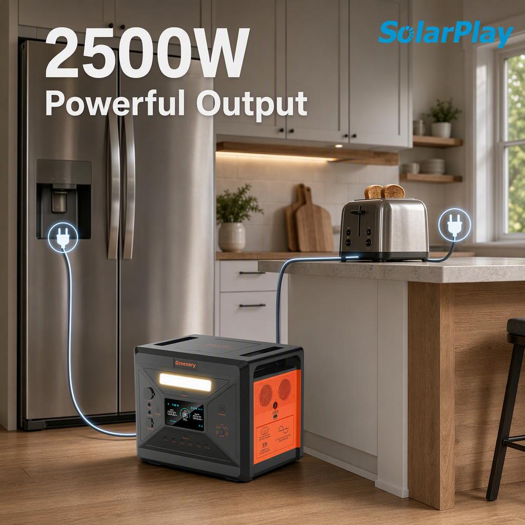 Solarplay 2500W Portable Power Station 2304Wh Solar Generator with 400W Solar Panel UL Certified Home Backup