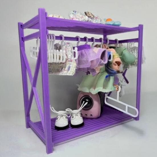 Mini Doll Wardrobe with 10 Hangers Doll Clothes Storage Closet for Display Dollhouse Accessories for 15/17cm Dolls