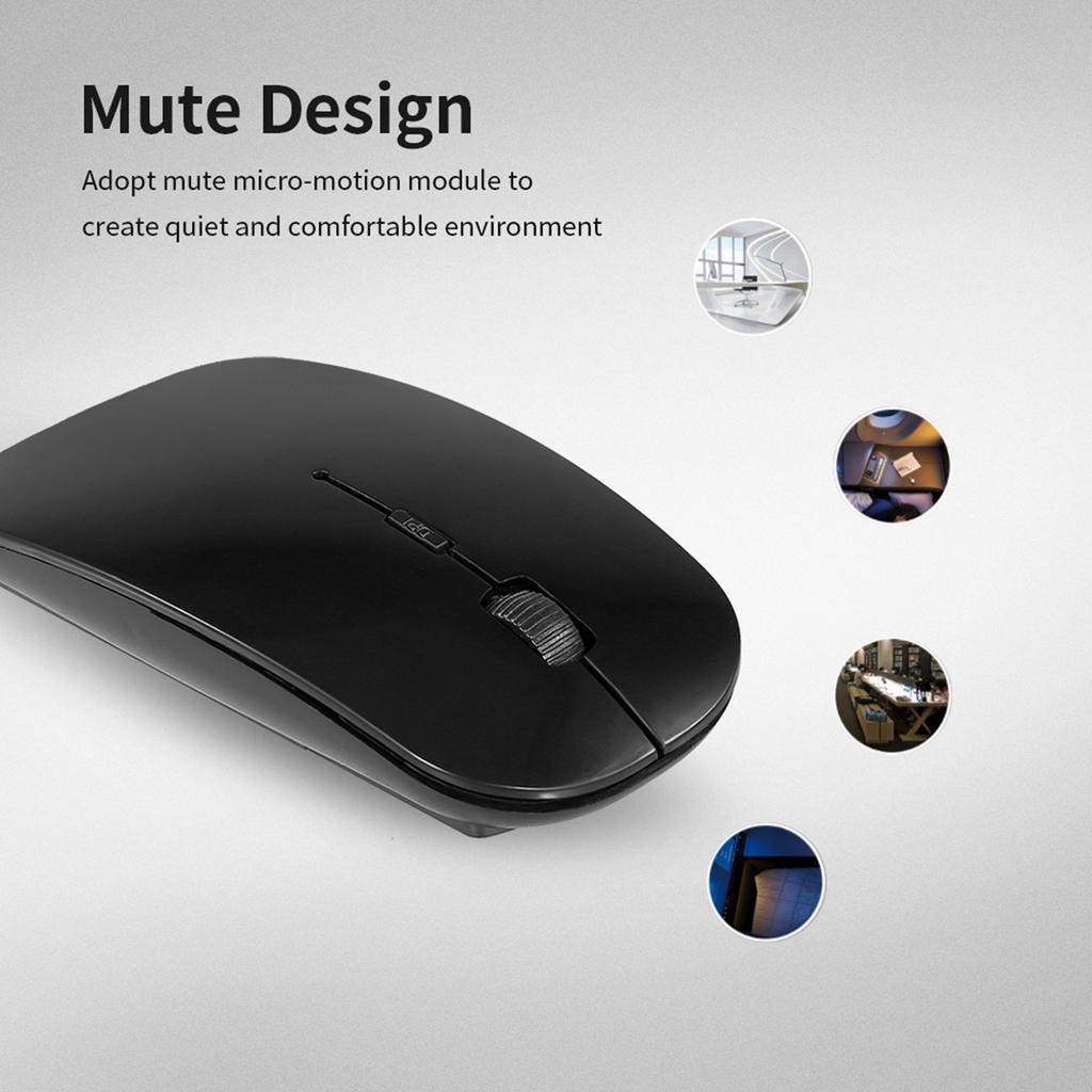 2.4G Wireless Mouse Mice 1600DPI Portable Ultra-thin Mute Mouse 4 Keys Wireless Optical Mouse for Laptop Desktop Computer