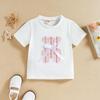 Girls Fashion Set Summer Children's Bear Bow Pullover Short Sleeve T-shirt Skirt Set
