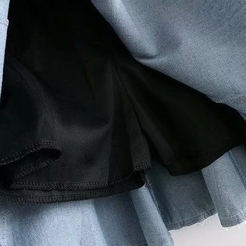 Female Elastic Waist Sweet Lace Patchwork Denim Short Skirt A-line Skirt Half Body Skirt Female