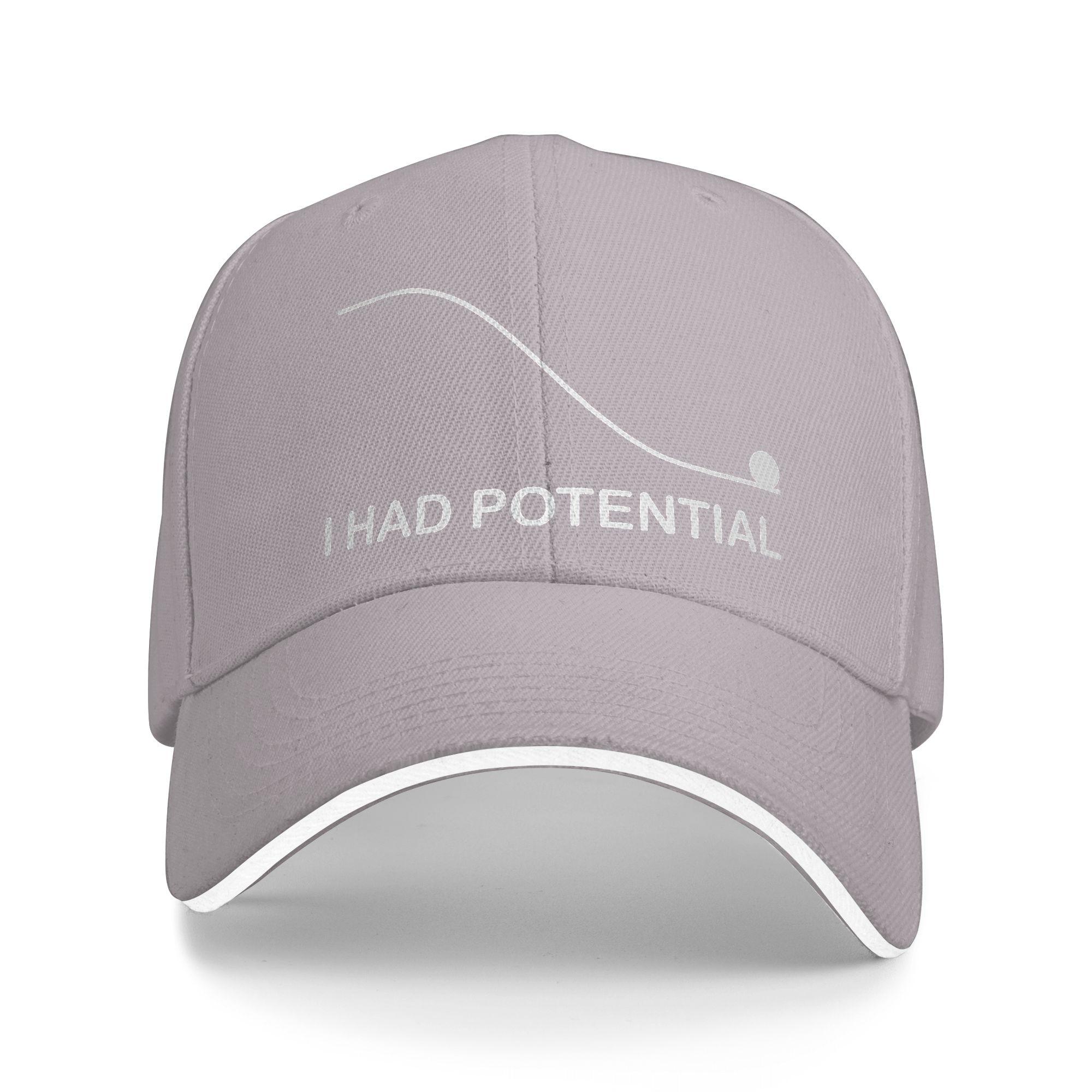 

I Had Potential Baseball Cap y2k Funny Women Men Trucker Hat Sunscreen Design Hiking Fishing Baseball Caps Birthday Present One Size серый
