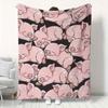 Süße rosa Schweinchen-Print Flanelldecke - Weiche, leichte Überwurfdecke mit schlafenden rosa Schweinchen - Ganzjahresdecke für Sofa, Bett, Büro, Wohnheim