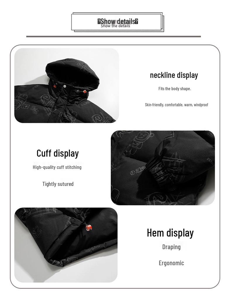 Cross-Border E-commerce Student White Duck Down Jacket: Men's Winter Short Hooded, Windproof, and Warm Thickened for Couples