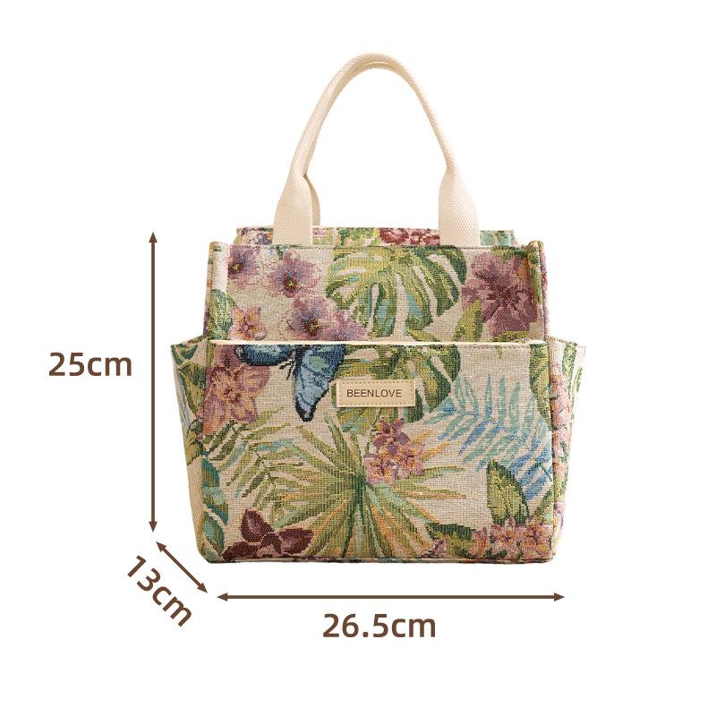 1pcs Floral Lunch Box Storage Bag Portable Meal Container Bag Outdoor Travel Camping Bento Bag for Food Storage
