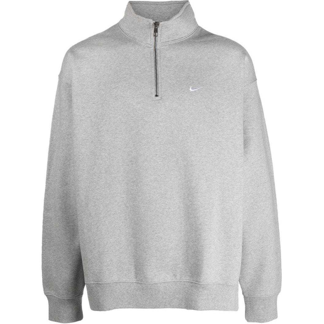 Men s Nike Solid Color Logo Embroidered Half Zipper Long Sleeves Wool Sweater Gray DQ5209-063 XXL