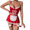 4-Piece Maid Sexy Lingerie Set Women G-String Underwear Set Bow Legbands Erotic Set