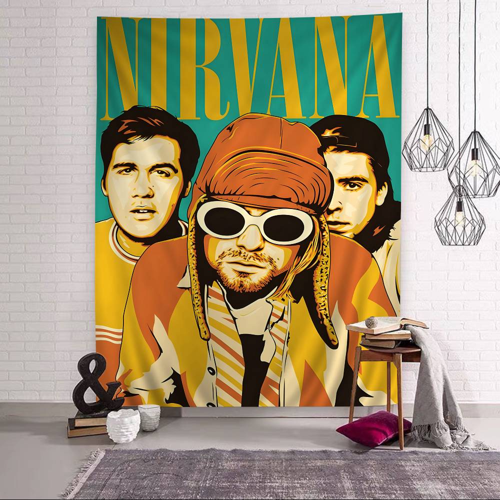 Nirvana Band Magazine Classic Anime Cartoon Tapestry Art Science Fiction Room Home Decor Wall Hanging Home Decor