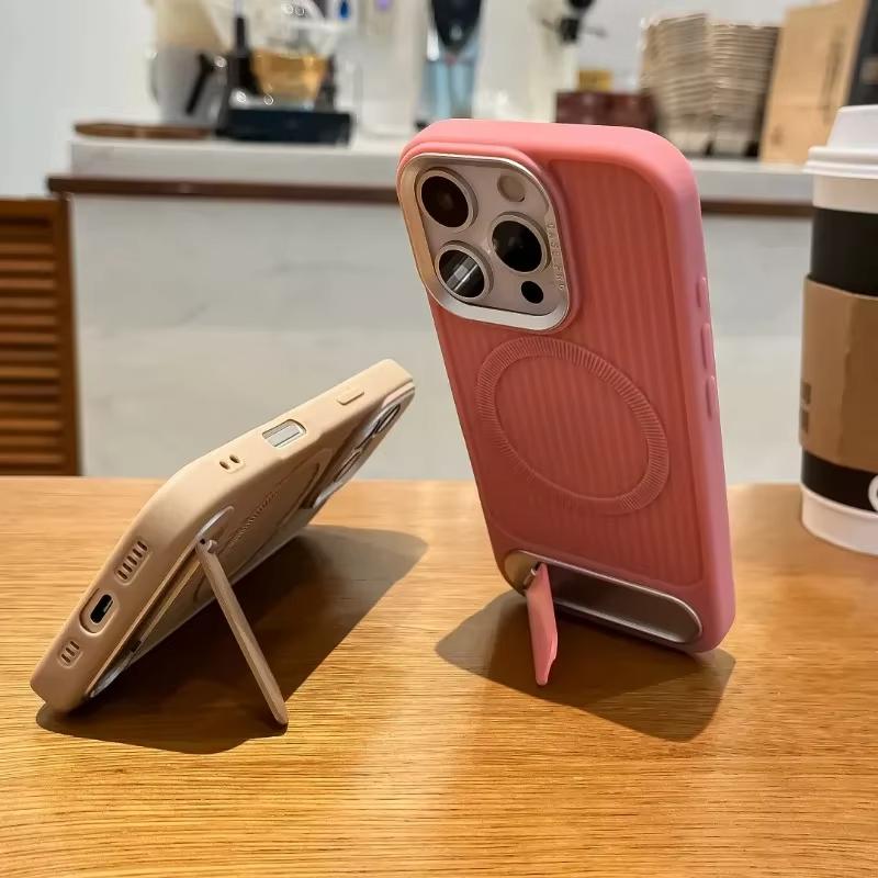 Invisible Folding Bracket Magnetic For Magsafe Case For iPhone 16 Pro Max 15 14 13 12 11 Pro Soft Silicone Shockproof Cover