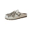 Fashion Brand Shoes Female 2025 Mules Women's Slippers Casual Slippers Women Fashion Rhinestone Flower Shoes Belt Buckle Flat Slippers