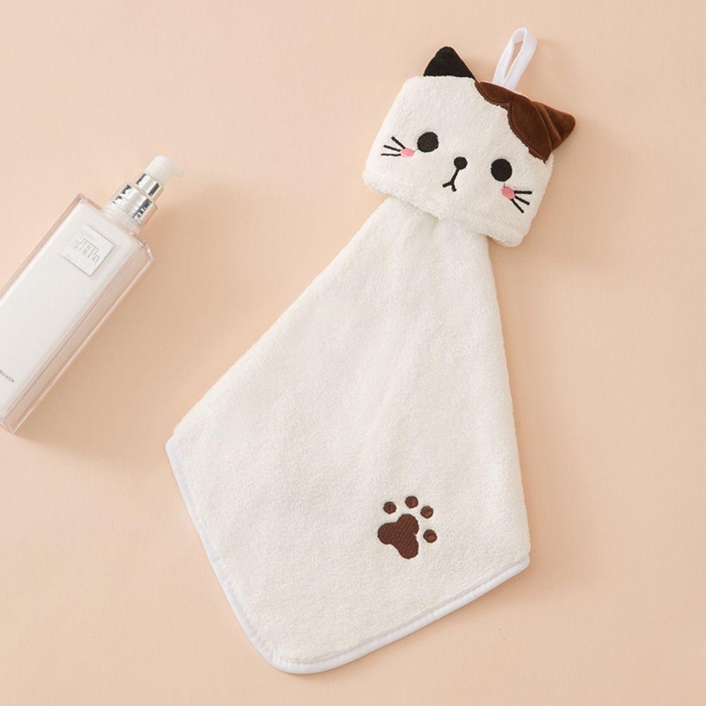 Absorbent Kitchen Cleaning Towel Coral Velvet Cleaning Rag Cute Hanging Towel  Bathroom