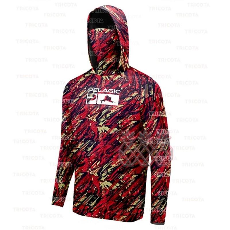 Mens Long Sleeve UV Protection Fishing Hoodie With Face Cover Quick-Dry Breathable Outdoor Apparel Anglers