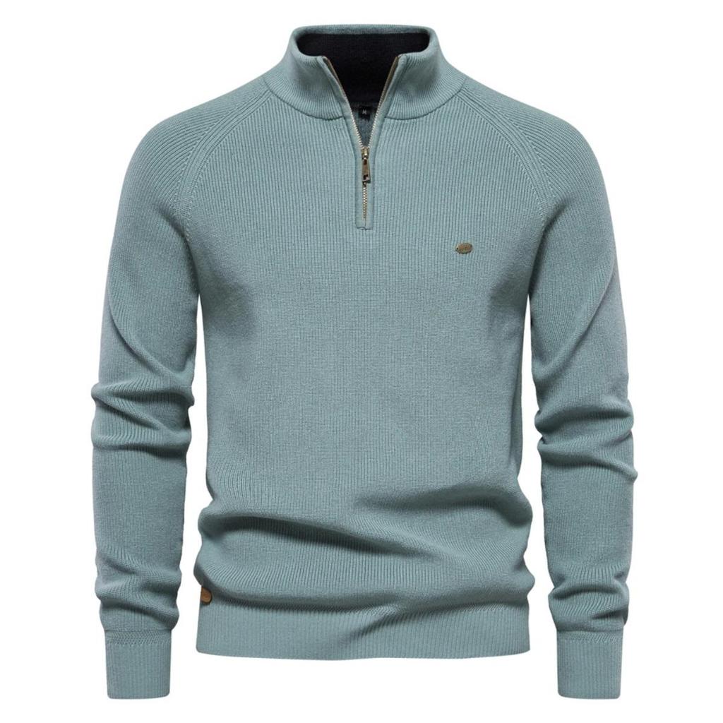 New Autumn Cotton Zipper Cardigans for Men Fashion Casual Social Men Sweaters High Collar Warm Winter Knitted Sweater Men