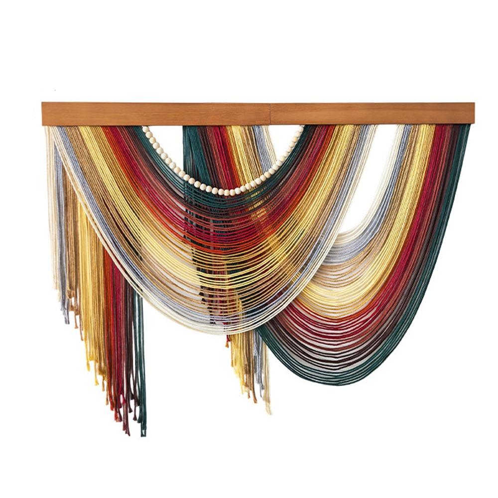 Hand-Woven Handmade Tassel Tapestry Wooden Curtain Tapestry Macrame Wall Hanging Household красный
