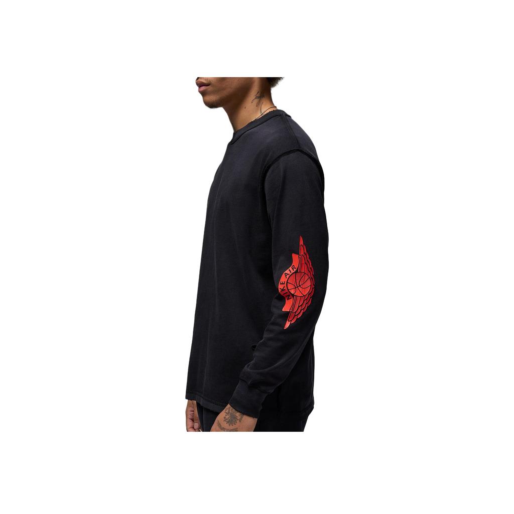 Nike SS25 Rare Air Fashion Comfortable Pullover Long Sleeve T-Shirt Men Tops Black Chile-Red IB3134-010