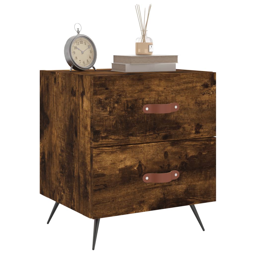 Nightstands (2 pcs) Smoked Oak Finish 40 x 35 x 47.5 cm Engineered Wood