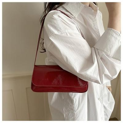 Fashion Flip Cover Shoulder Bag PU Square Underarm Bag Handbag