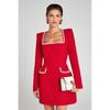 Elegant U-neck Long-sleeve Beaded Slimming Dress for Women