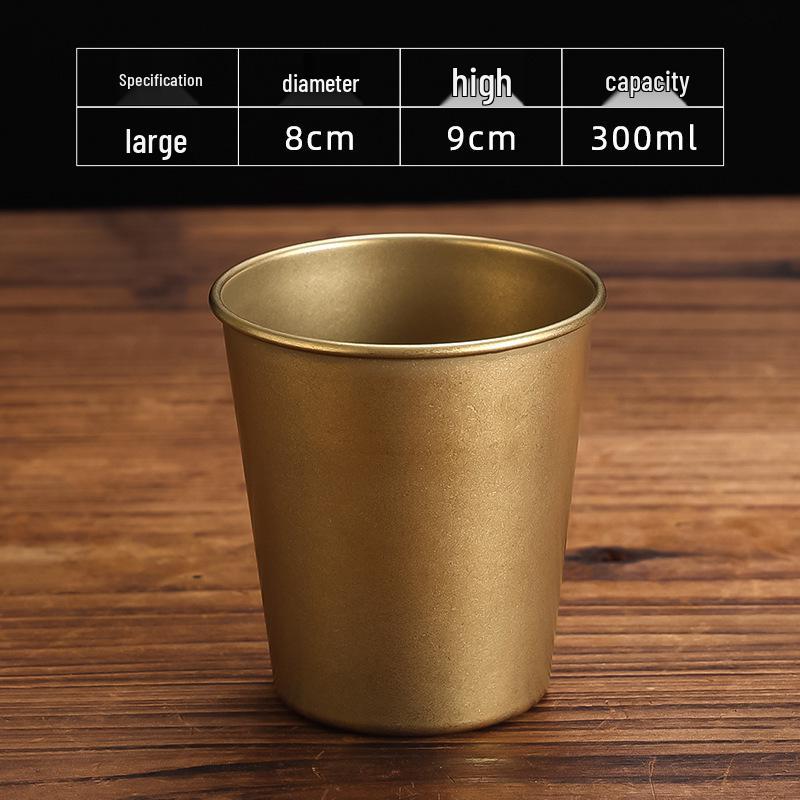 Retro Gold Stainless Steel Tableware Set: Rectangular Plate, Seasoning Dish, Bowl, Water Cup, Chopsticks, Spoon.