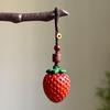 Strawberry Wooden Pendant Phone Chain Mangosteen Car Keyring Cute Sandalwood Keychain  Men
