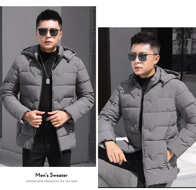 Padded men's clothing new light and thin winter padded jacket stand-up collar thickened warm fashion casual boys business jacket