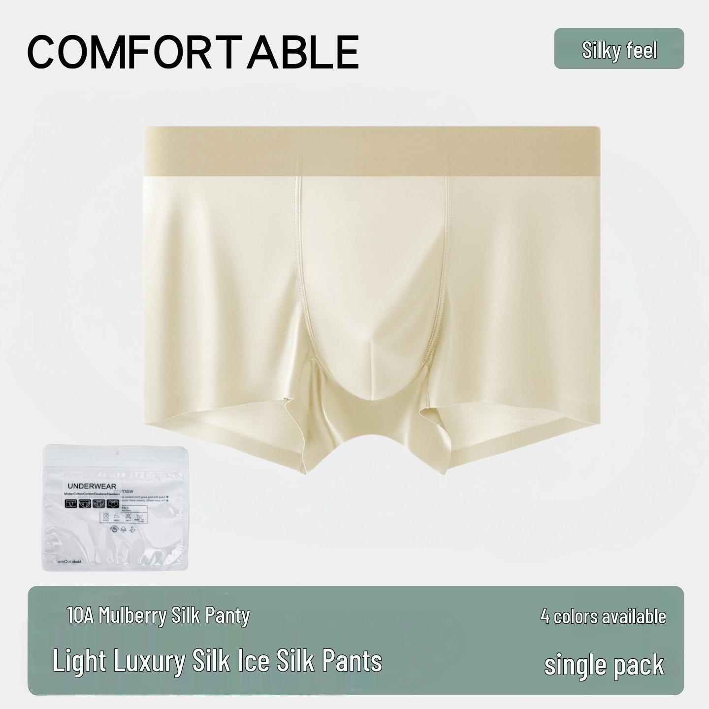 Ourofeng Men s Luxury Silk Satin Mid-Waist Boxer Briefs - Silky, Breathable, Sports Fit. XL: 110-130 lbs
