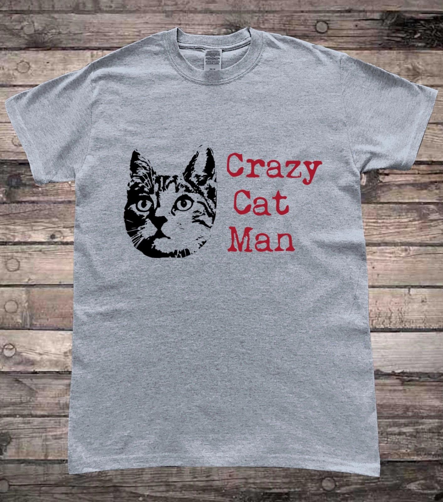 Crazy Cat Man Cat Lover Mens T-Shirt M