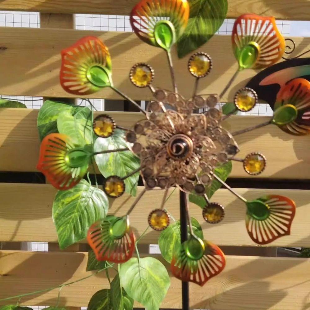 Removable Wind Collectors Rotator Iron Art Metal Windmill Gardening Plug  Courtyard