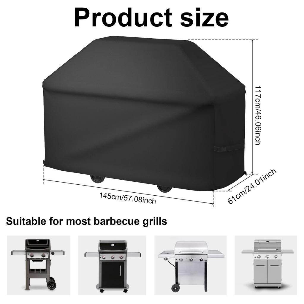 Heavy Oxford cloth outdoor grill dust and waterproof cover with hook and loop and adjustable drawstring grill cover cloth