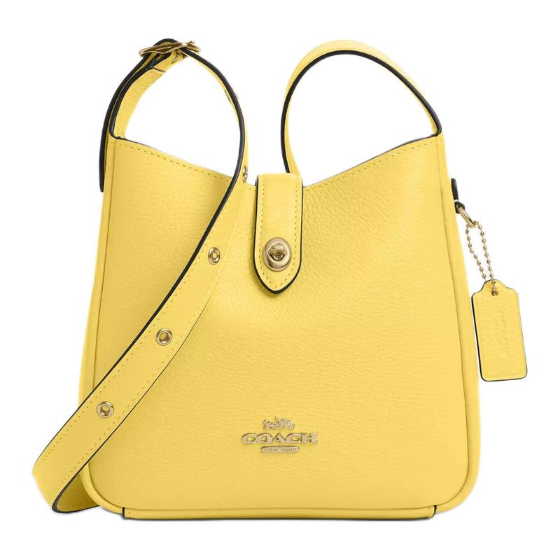 Coach Hadley 19 Brand Logo Fine Pebbled Leather Crossbody Bag Small Women's Yellow