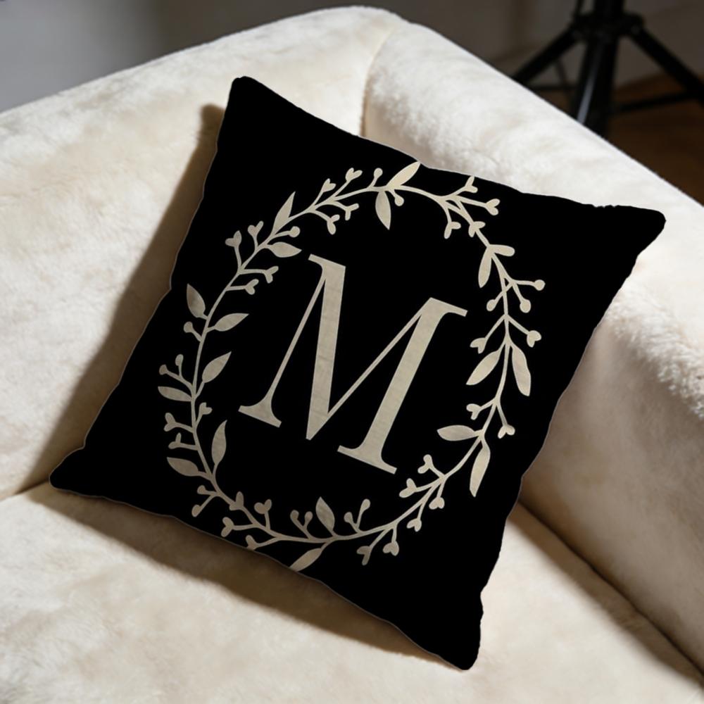 Monogram Cushion Cover Soft Decorative Pillow Case Suitable for Bedroom Sofa Car Travel Use