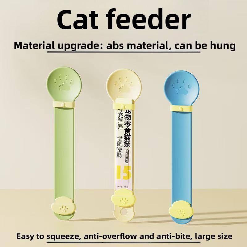 Kattenvoer stripvoeder voederlepel knijpbare kattenvoerlepel kattenlekkernijlepel huisdier voederen lepel met lange steel