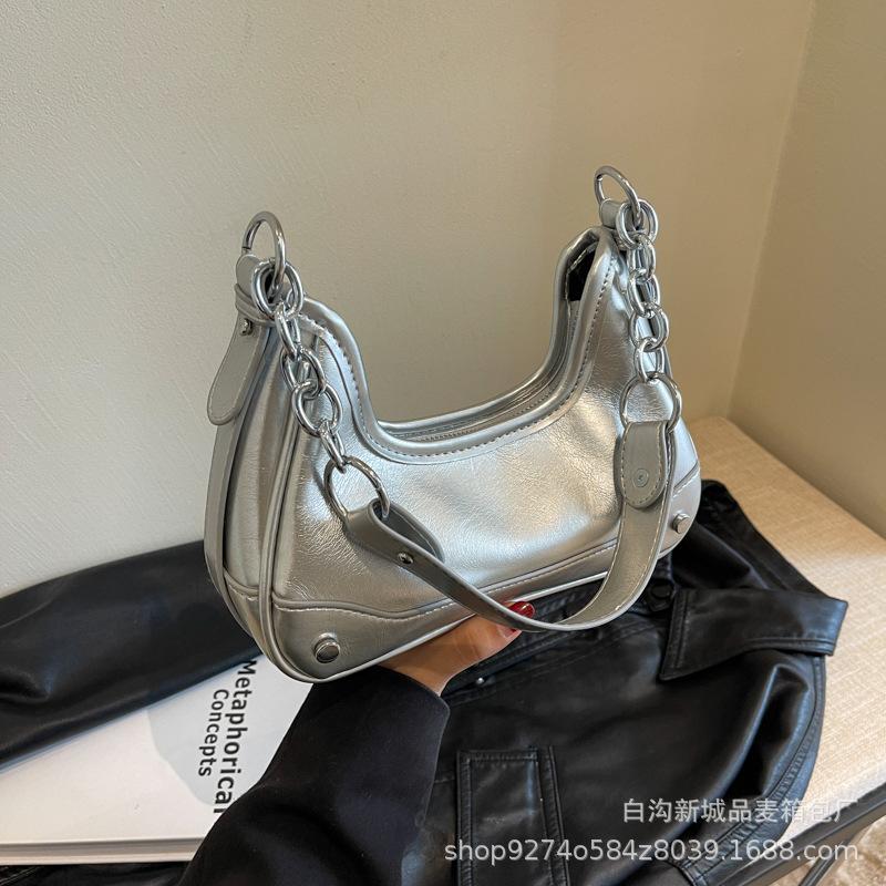 Popular chain underarm small bag women's 2025 new fashion shoulder bag foreign style explosion double shoulder strap crossbody