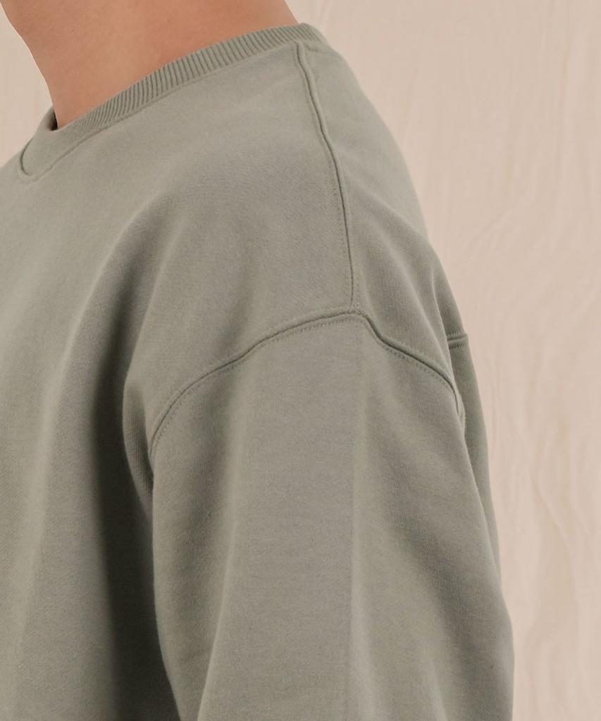 Ellamo Terry Basic Plain Oversized Sweatshirt [Green]