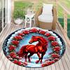 Cute Christmas Day Gift Bell Santa Claus Snowman Christmas Tree round rug Home Soft Decorative Anti slip Chair Mat Carpet Outdoor Floor Mat Carpet 11