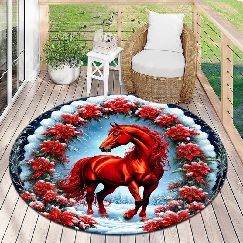 Cute Christmas Day Gift Bell Santa Claus Snowman Christmas Tree round rug Home Soft Decorative Anti slip Chair Mat Carpet Outdoor Floor Mat Carpet 11