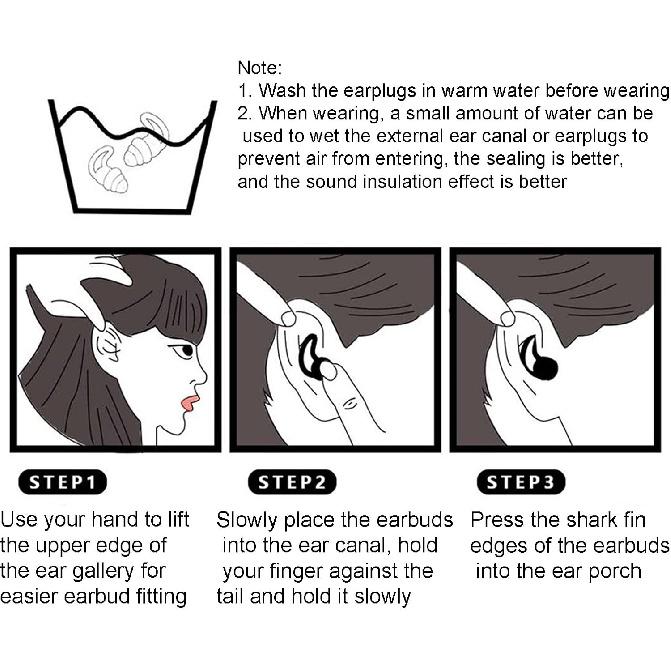 2 Pair Ear Plugs, Noise Reduction Earplugs, Noise Reduction, Silicone Reusable Washable for Sleep Swimming Study