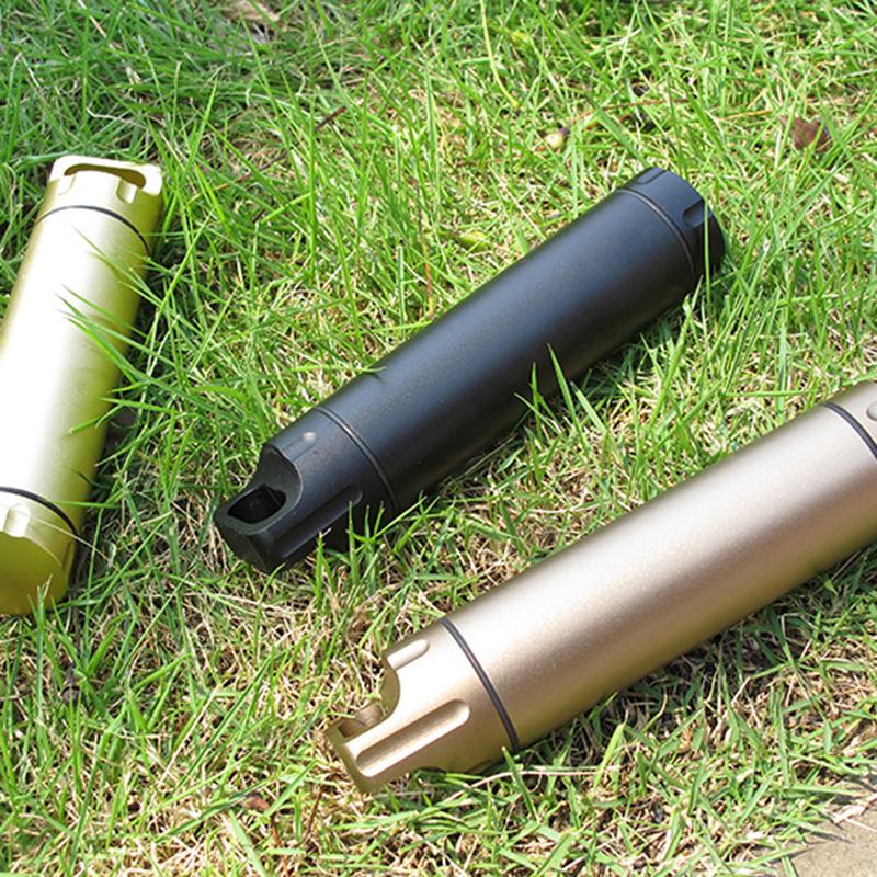 60ml Outdoor Kapsel Verschlussflasche Tragbare Aluminiumlegierung Überleben Pillendose Versiegelte Wasserdichte Box Behälter Etui Batteriehalter