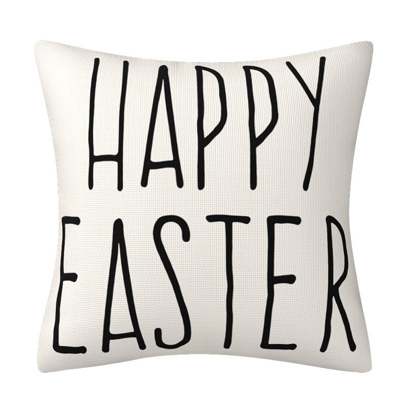 Easter Black and White Rabbit Pillowcase Spring Decorative Letter Pillow Sofa Cushion Cover
