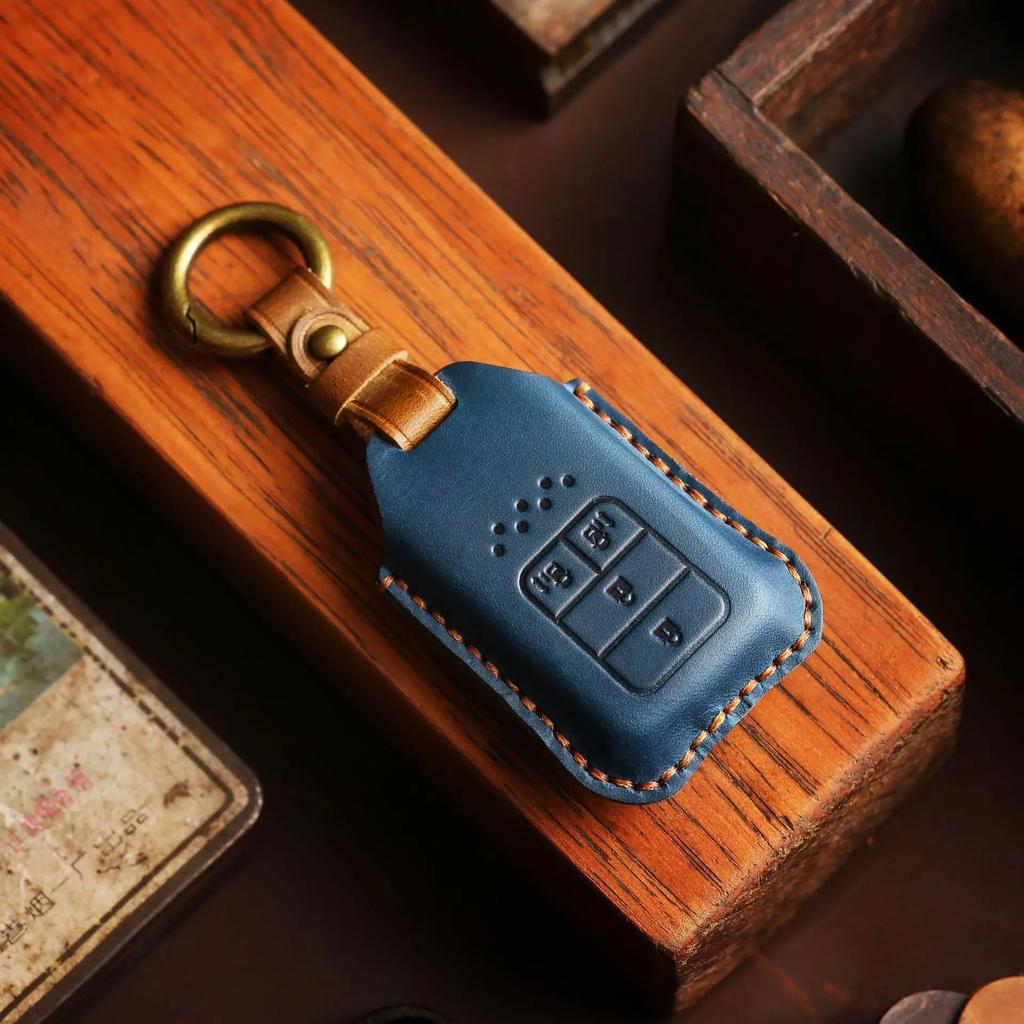 Leather Car Key Case Cover Fob Protector for Honda City Turbo Crider XRV 10th Civic Accord Keychain Holder Keyring Accessories