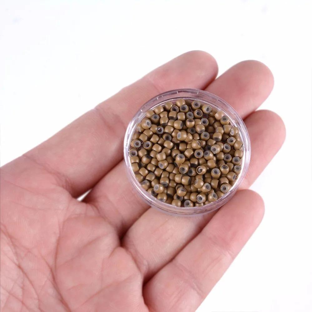 1000 ks 3,0 mm silikonové nano kroužky do vlasů kroužky do vlasů lemované korálky do vlasů DIY měděné kroužky se silikonovým salonem