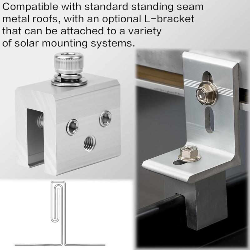 6Pcs Metal Roof Panel Clamps For Standing Seam Metal Roof Clamp for Heat Cable Snow Guards Attachment Solar Panel